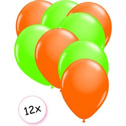 Ballonnen Neon Oranje & Neon Groen 12 stuks 25 cm